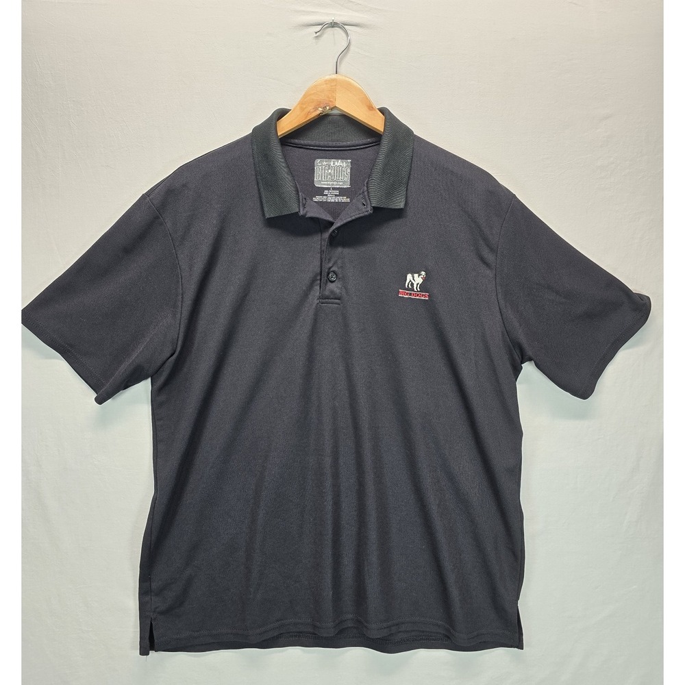 Big Dogs Mens Pique Polo Shirt Black Short Sleeve Cotton Embroidered Logo L